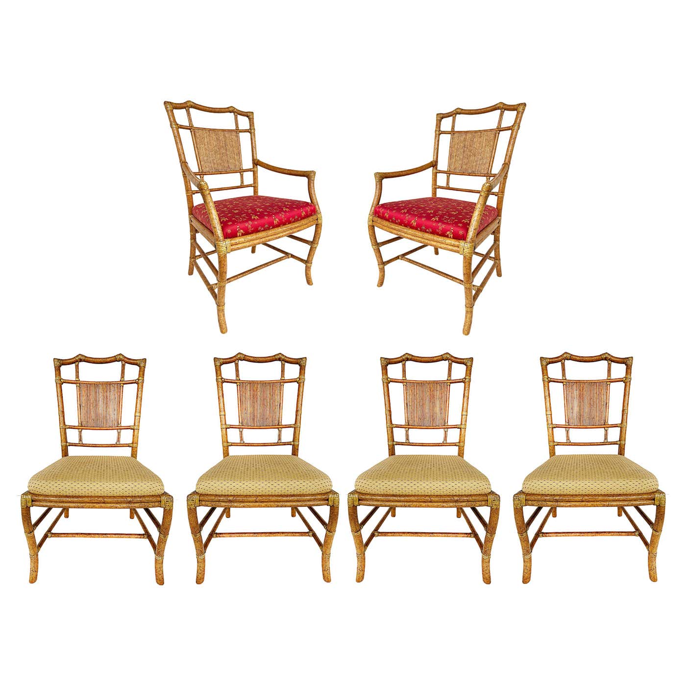 Vintage Ficks Reed Chinoiserie Rattan Dining Chairs, Set of 6 For Sale ...
