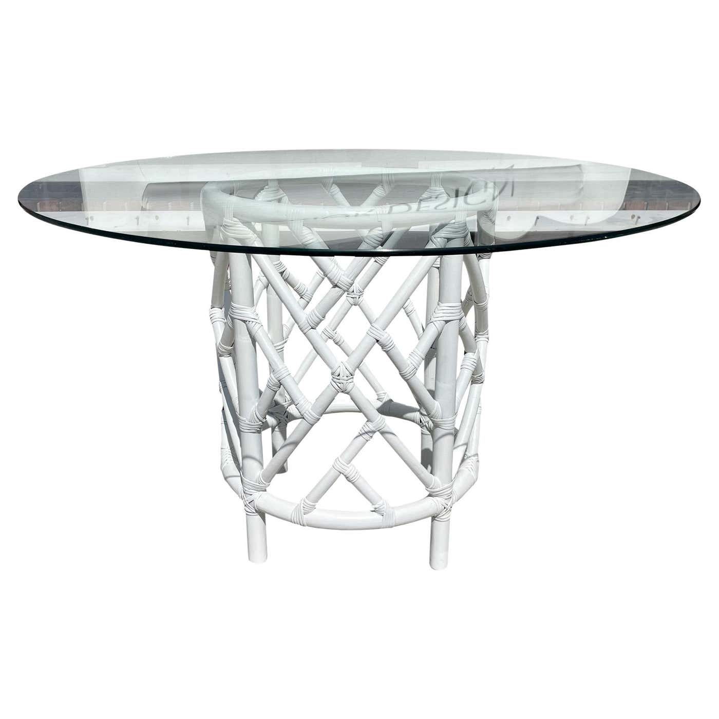 Vintage Ficks Reed Chippendale Pedestal Round Dining Table in Fresh ...