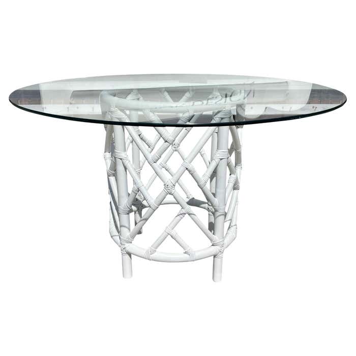 Vintage Ficks Reed Chippendale Pedestal Round Dining Table in Fresh ...