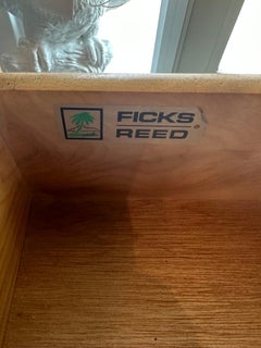 Vintage Ficks Reed Faux Bamboo Rattan Chinese Chippendale Desk & Chair 3 Drawers