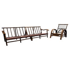 Vintage Ficks Reed – Modulares Rattan-Sofaset mit Lounge-Sessel – 3-teiliges Set