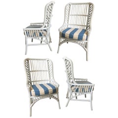 Vintage Ficks Reed Rattan High Back Dining Chairs, Set of 4