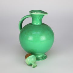 Vintage Fiestaware Green Pottery Ball Pitcher C1940