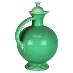 Vintage Fiestaware Green Pottery Ball Pitcher C1940