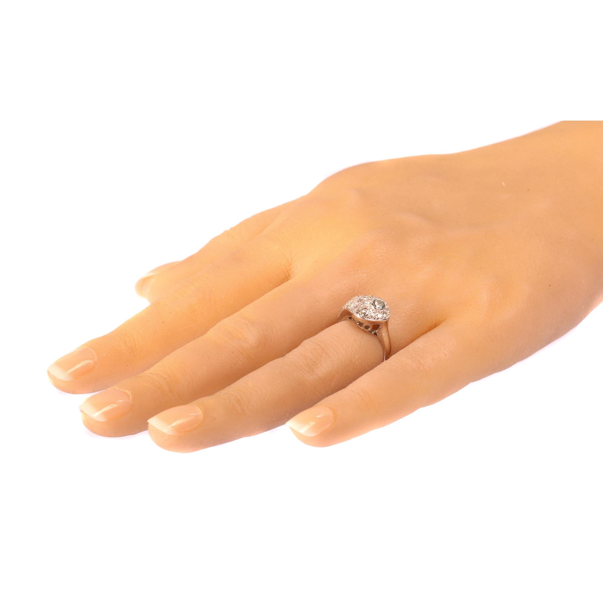 Vintage 1950s Diamond Ring with Natural Light Blue Diamond with Certificate For Sale 2