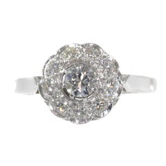 Vintage 1950s Platinum Engagement Ring with Brilliant Cut Diamonds