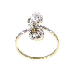 Vintage 1950s Romantic Engagement Ring with White and Champagne Brilliants