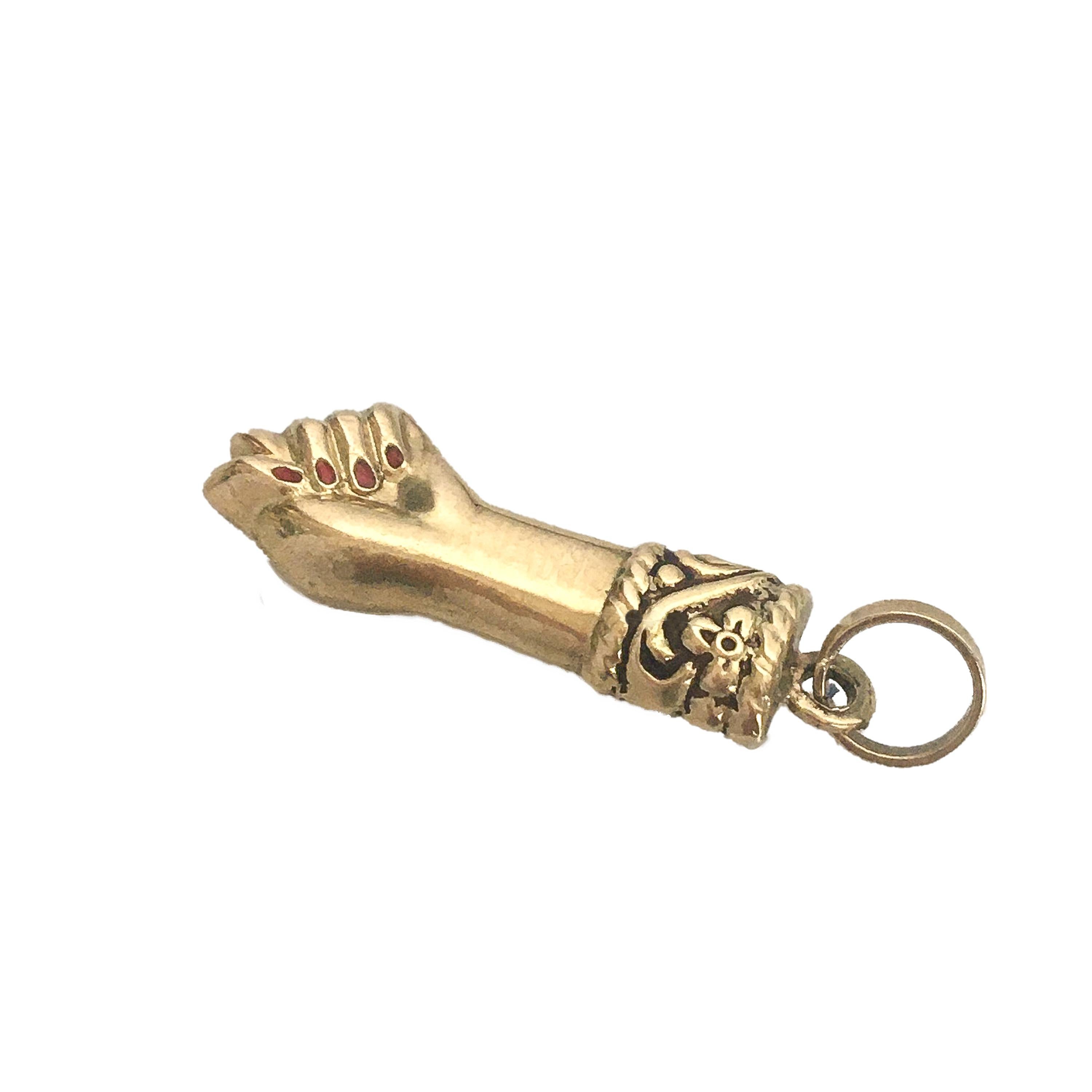 Revival Vintage Figa Hand Charm 14K Gold Pendant