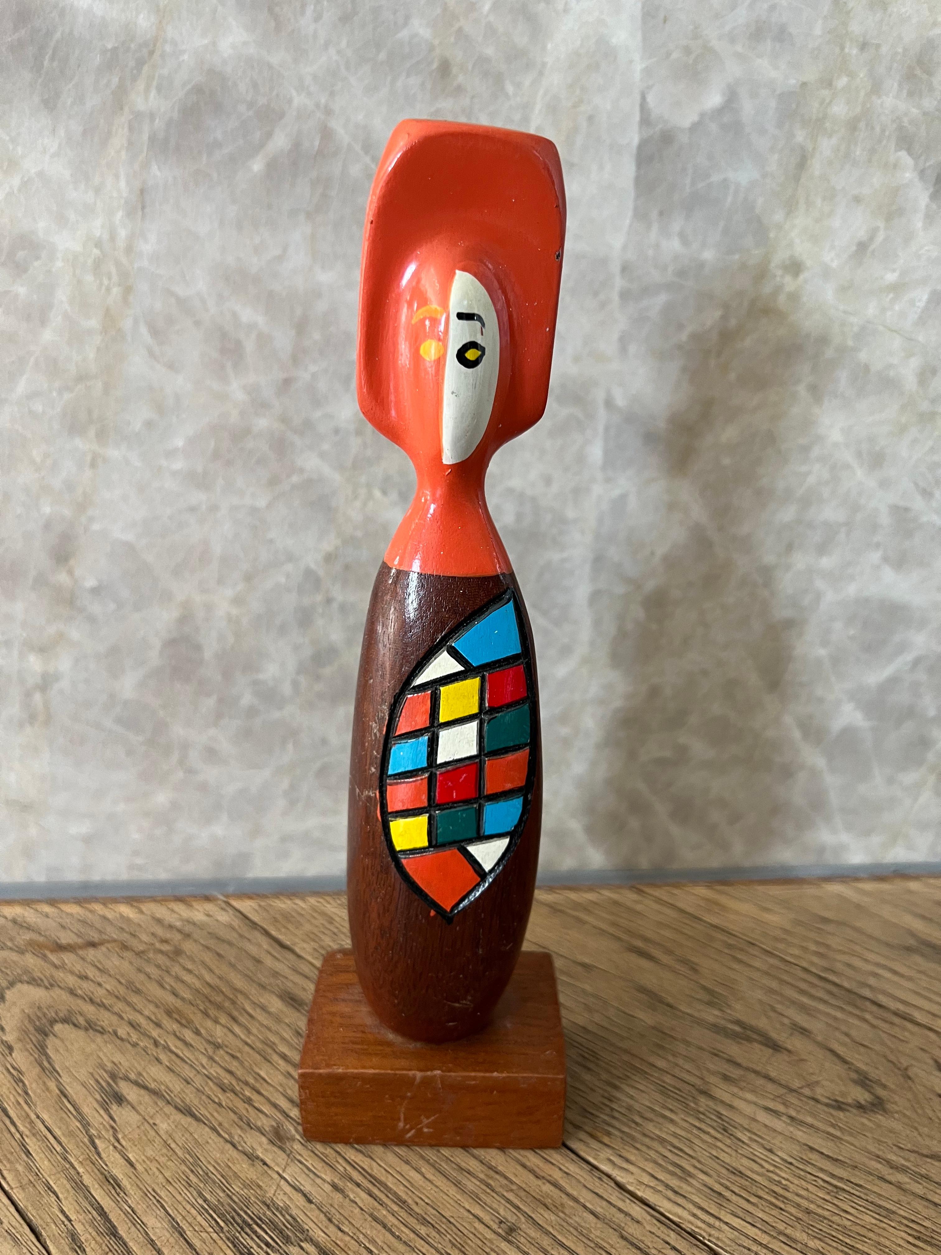 European Vintage Figural Abstract Object Deco Figure Mid-Century Modern Teak Wood For Sale