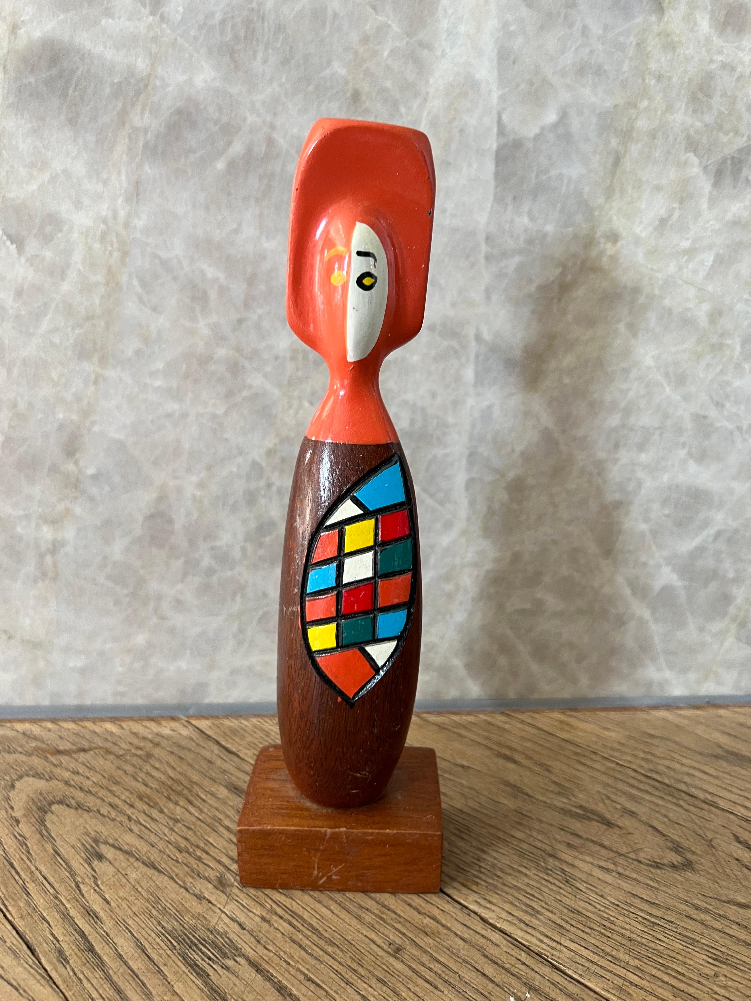 Vintage Figural Abstract Object Deco Figure Mid-Century Modern Teak Wood In Good Condition For Sale In Bern, CH