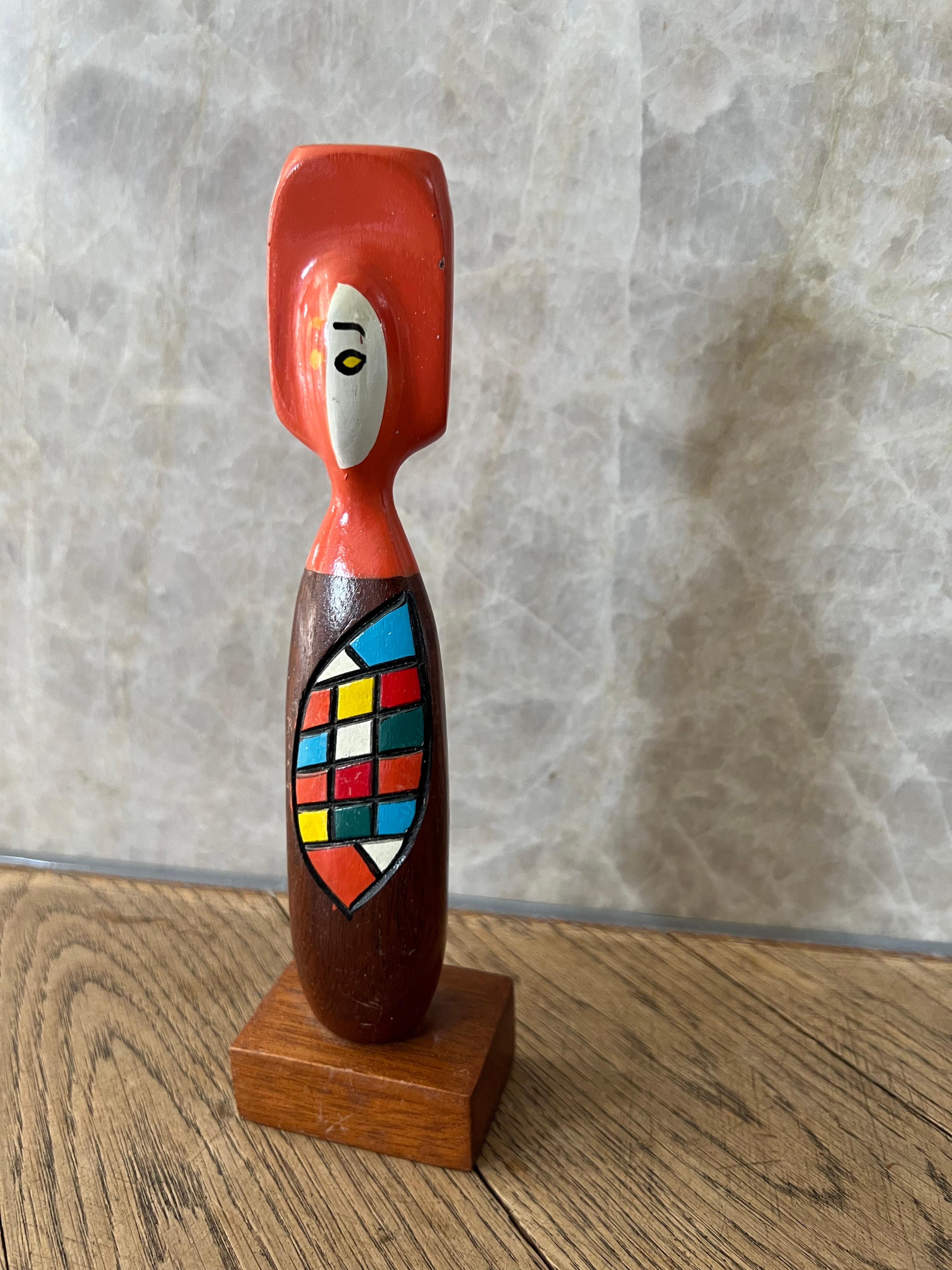 Mid-20th Century Vintage Figural Abstract Object Deco Figure Mid-Century Modern Teak Wood For Sale