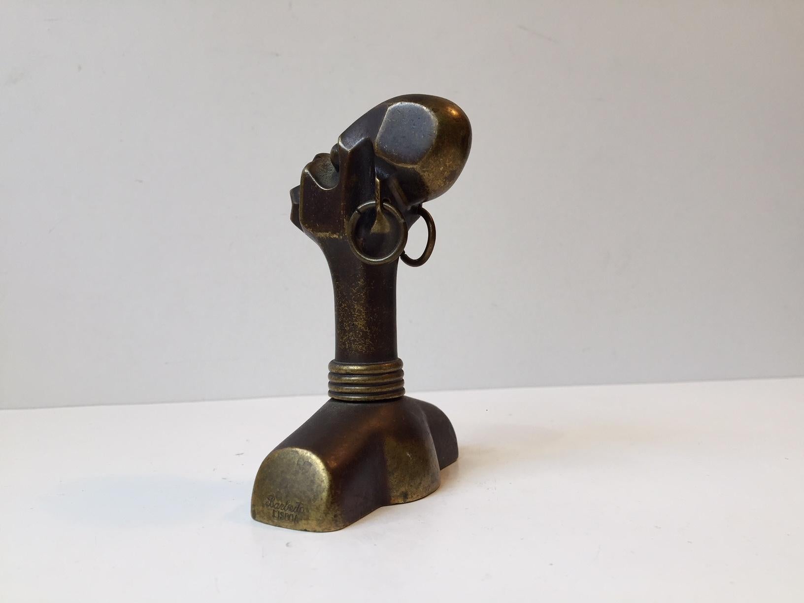 Vintage Figural Bronze Bottle Opener and Corkscrew from Barberto Lisboa, 1970s In Good Condition In Esbjerg, DK