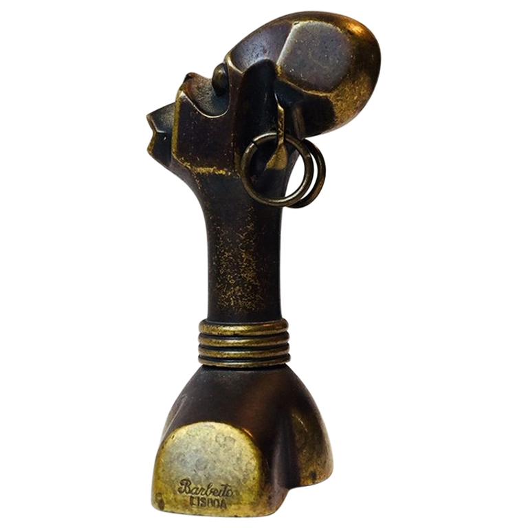 Vintage Figural Bronze Bottle Opener and Corkscrew from Barberto Lisboa, 1970s