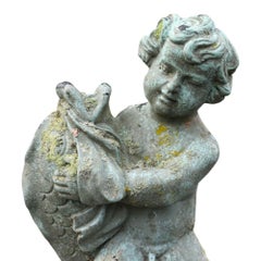 Vintage Figural Cast Iron Garden Fountain Mid 20thC