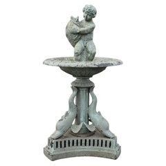 Vintage Figural Cast Iron Garden Fountain Mid 20thC