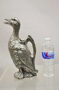 Vintage Figural Duck Mallard Silver Plated Water Pitcher Decanter by Alpaca