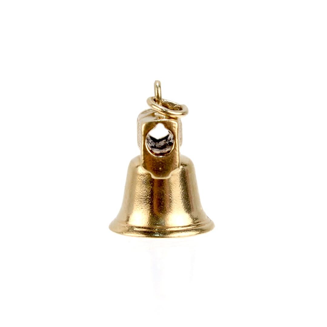 Vintage Figural Liberty Bell 14k Gold Charm for a Bracelet In Good Condition For Sale In Philadelphia, PA