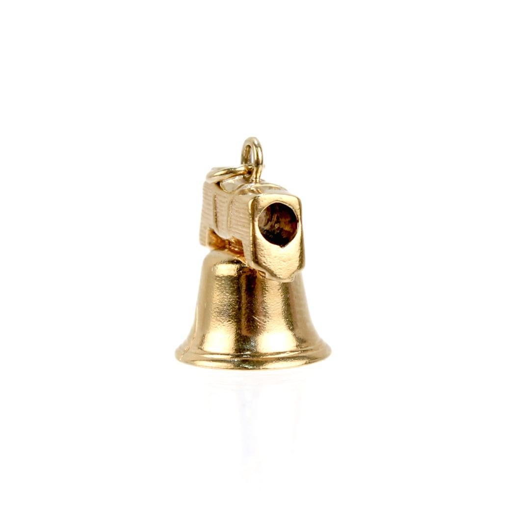 Vintage Figural Liberty Bell 14k Gold Charm for a Bracelet For Sale 1