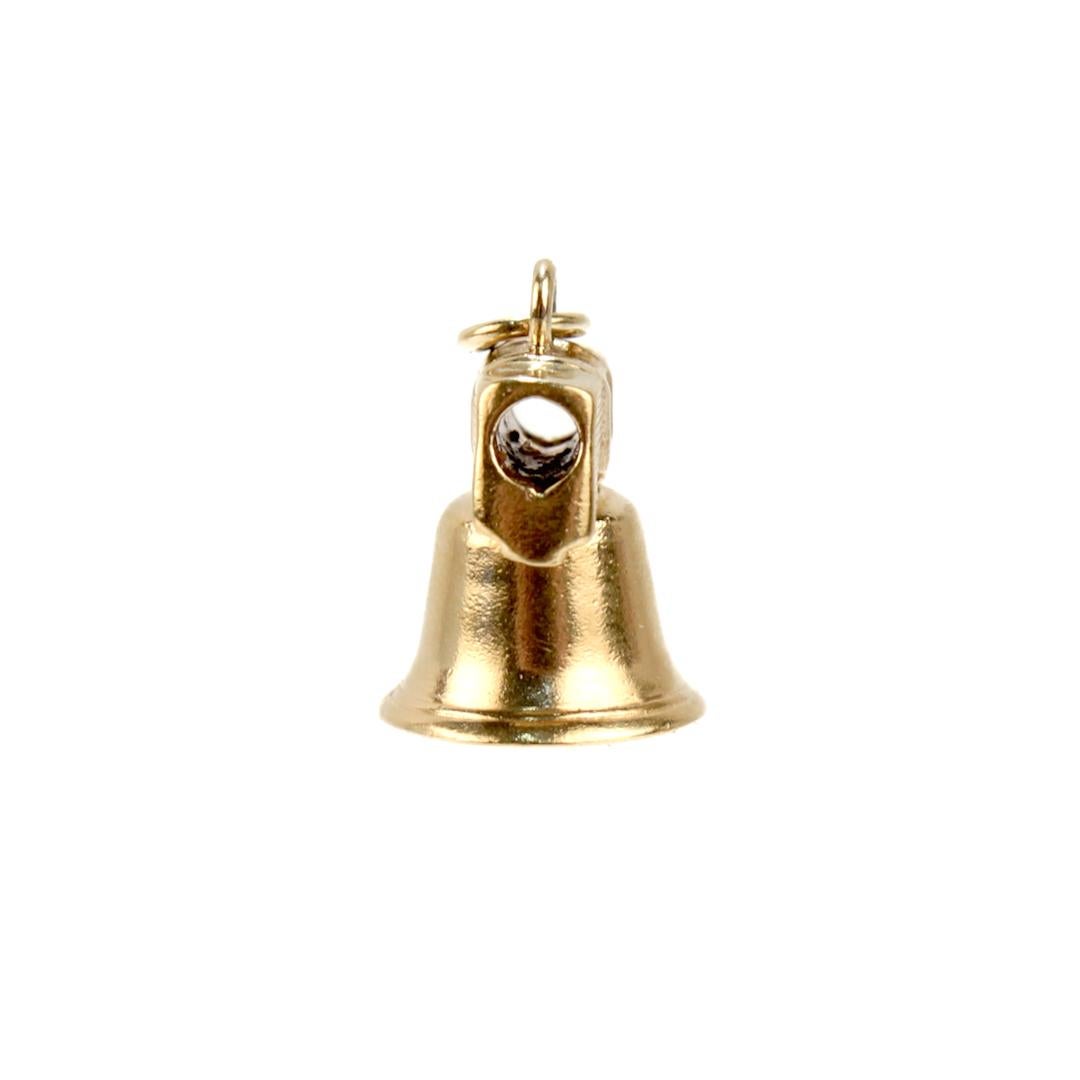 Figurale Liberty Bell 14k Gold Charme für ein Armband, Vintage 2