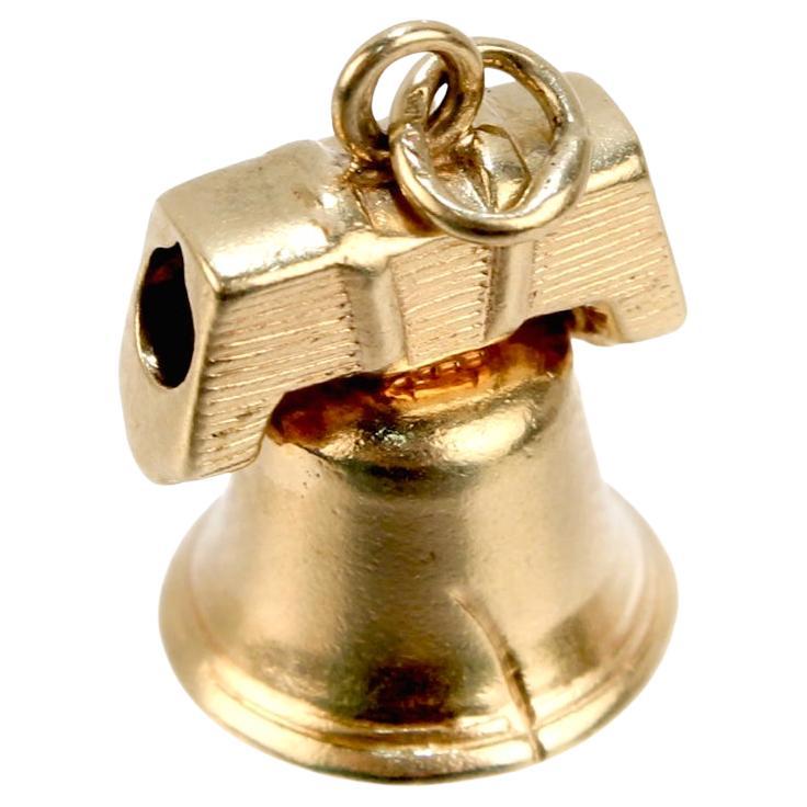 Vintage Figural Liberty Bell 14k Gold Charm for a Bracelet For Sale