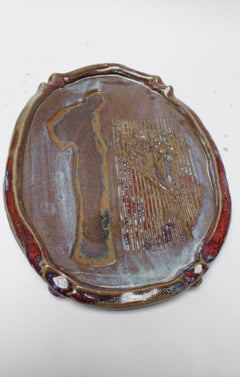 Vintage Figural "Man and Tree' Ceramic Charger by Pollack