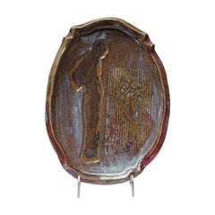 Vintage Figural "Man and Tree' Ceramic Charger by Pollack