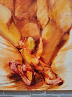 Vintage Figural Oil Painting of Ballet Dancers