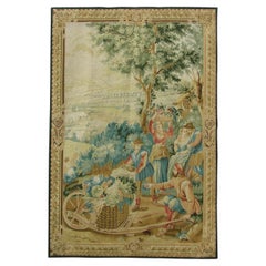 Vintage Figural Scene Tapestry 7.6X5.15