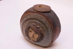 Vintage Figural Studio Steingut Vase / Kerzenhalter