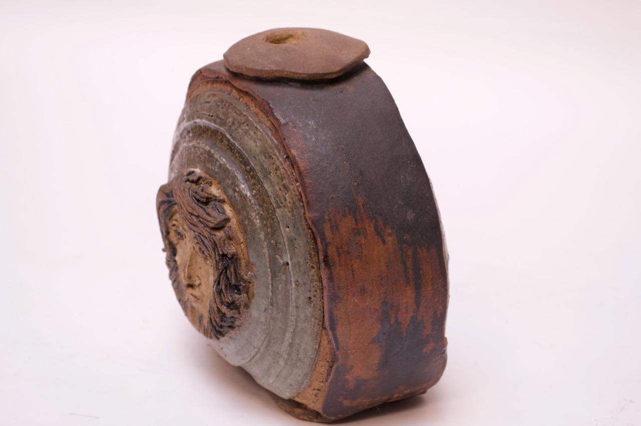 Mid-Century Modern Vintage Figural Studio Stoneware Vase / Candleholder For Sale