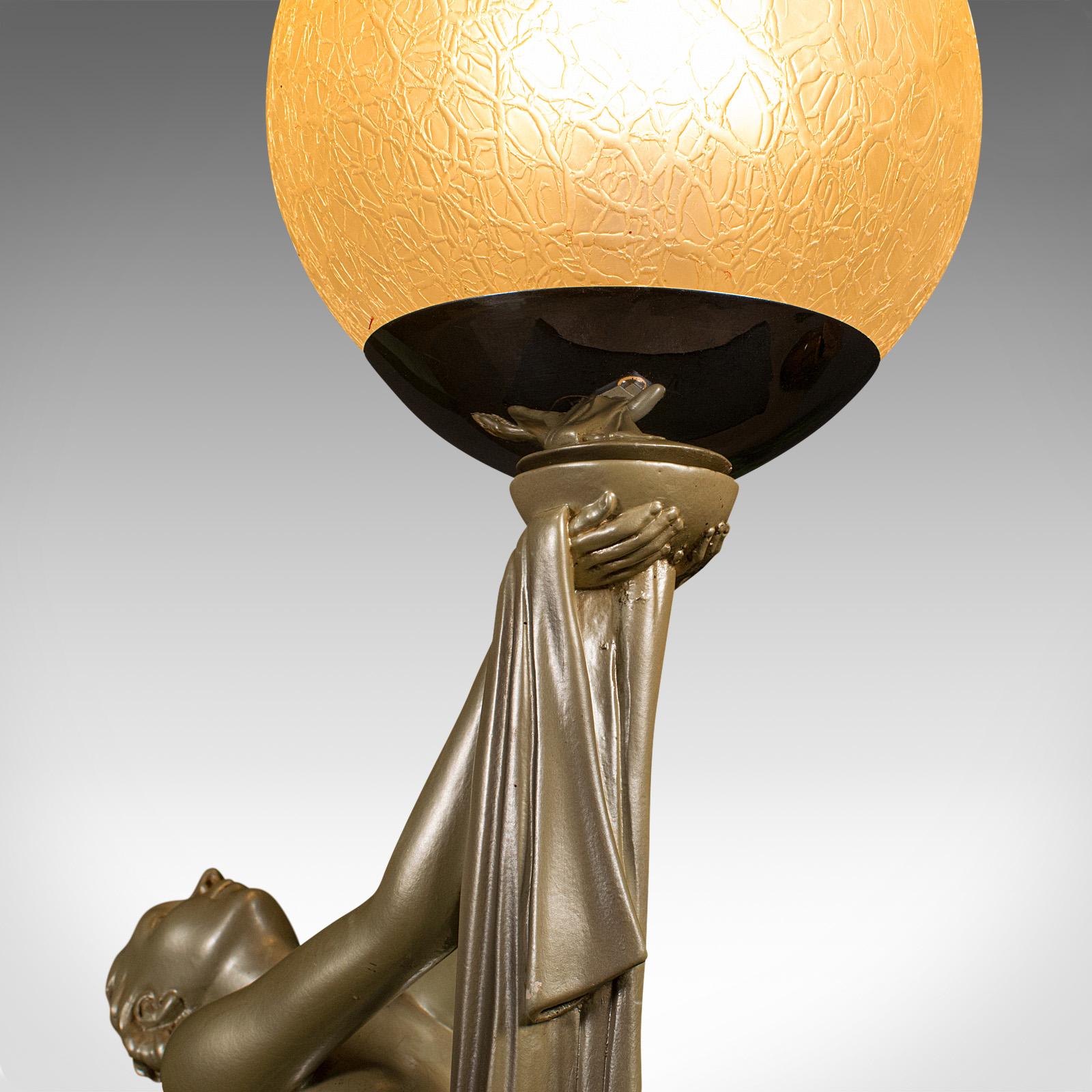 Vintage Figural Table Lamp, English, Desk Light, Art Deco, Leonardine, C.1930 For Sale 3