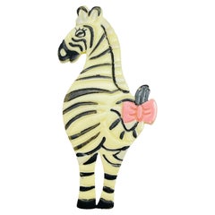 Vintage figural zebra plastic designer brooch