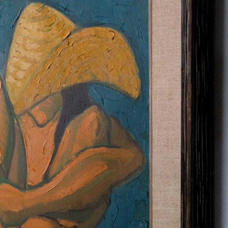 Vintage Figurative Painting, Signed In Good Condition For Sale In West Hollywood, CA