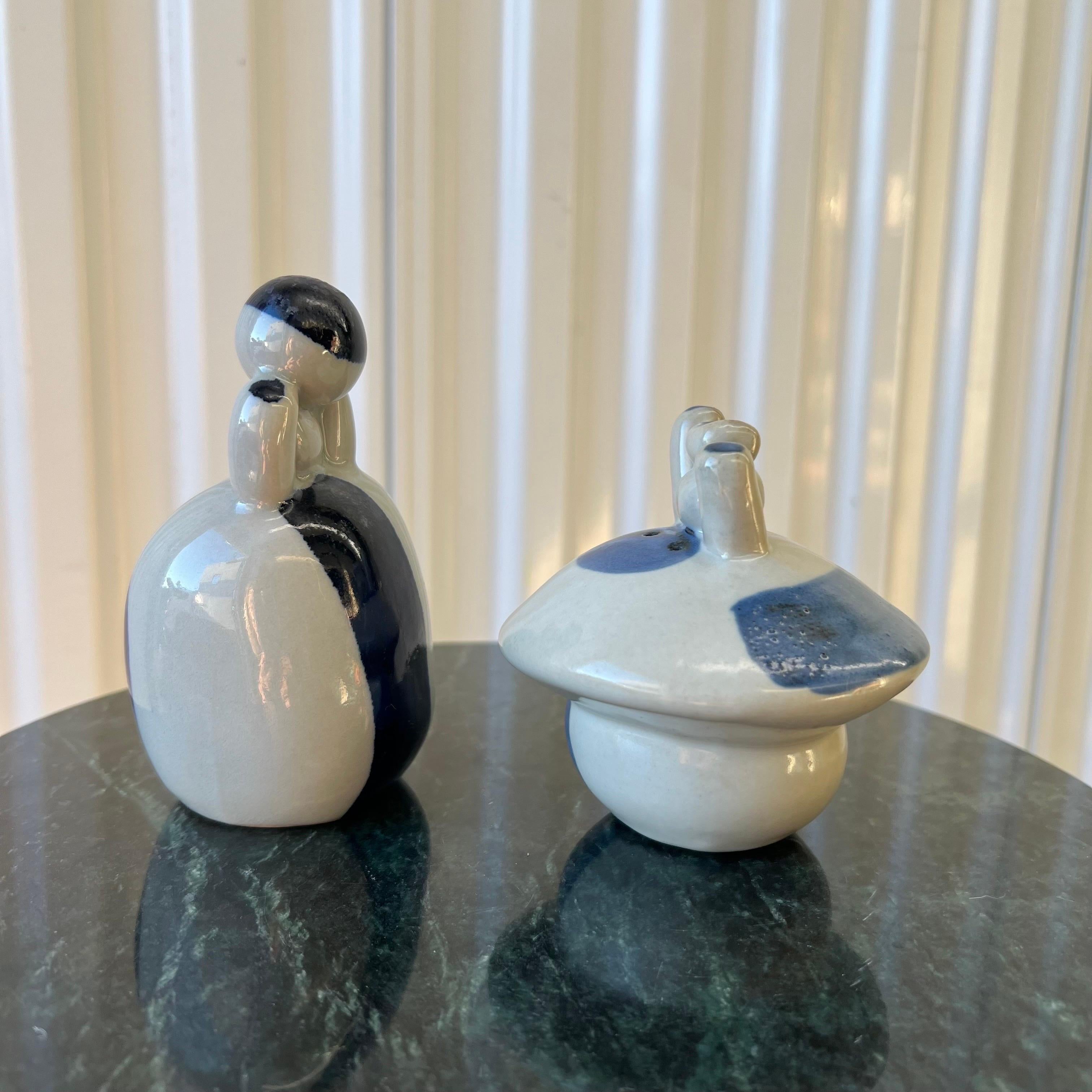 Glazed Vintage Figurative Studio Pottery Salt and Pepper Shakers - a Pair For Sale