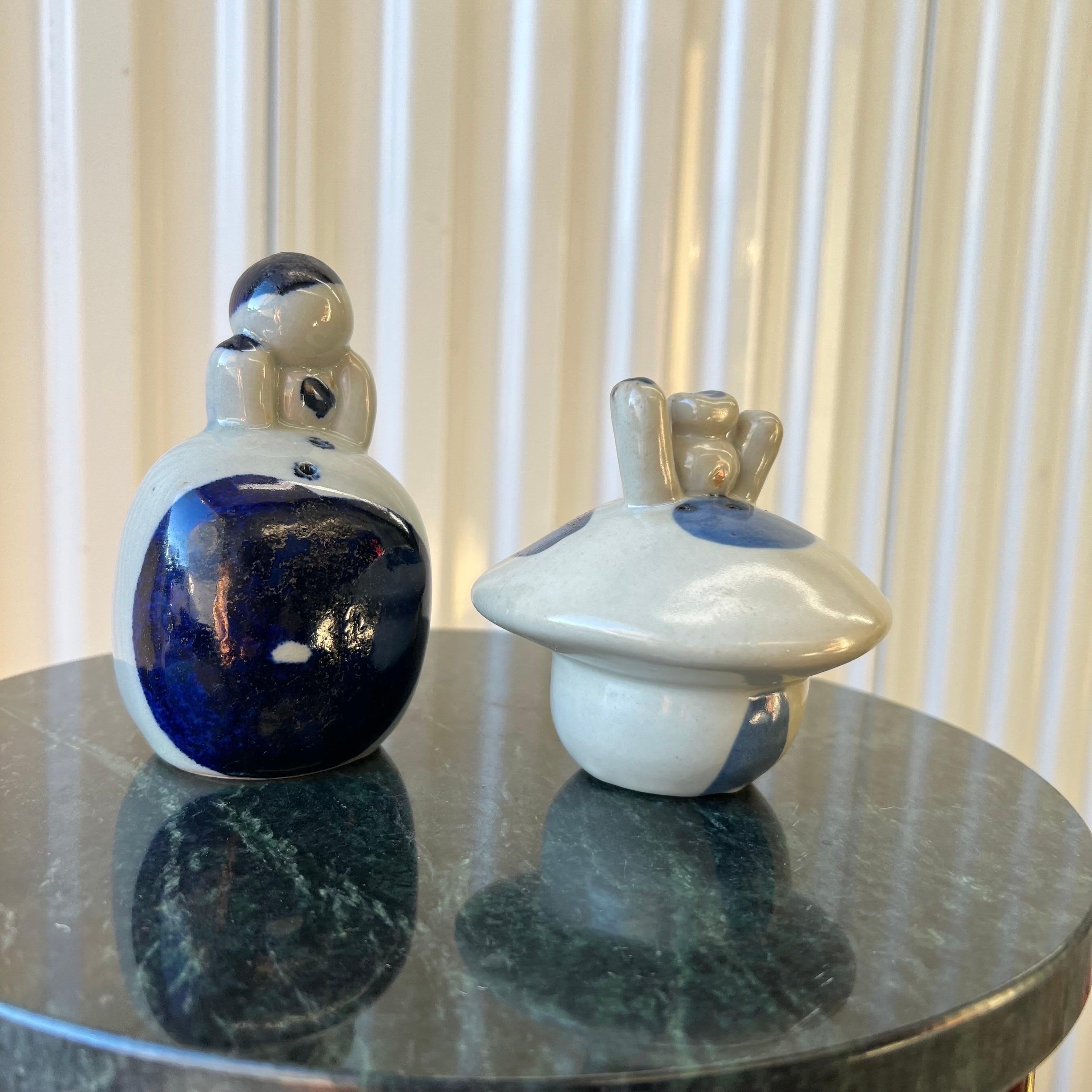 Stoneware Vintage Figurative Studio Pottery Salt and Pepper Shakers - a Pair For Sale