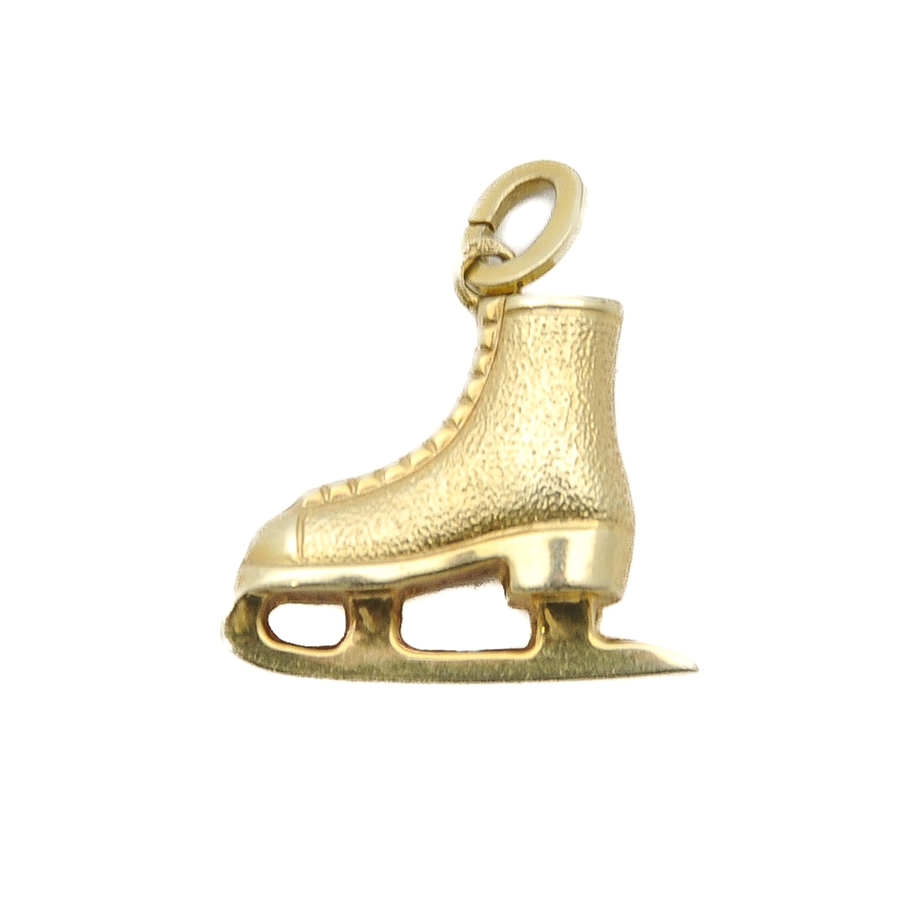 14k gold ice skate charm