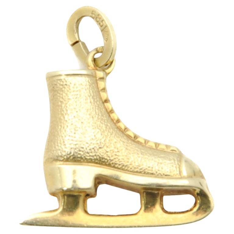 Vintage Figure Ice Skating Shoe 14 Karat Gold Charm For Sale at 1stDibs