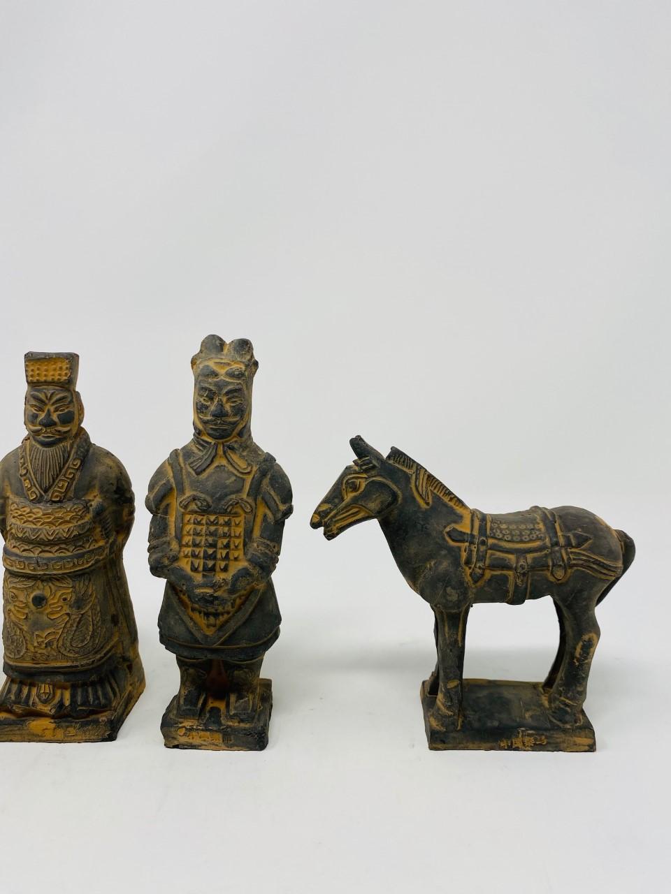 Vintage Figure Set of Miniature Terracotta Chinese Xian Warriors For Sale 1
