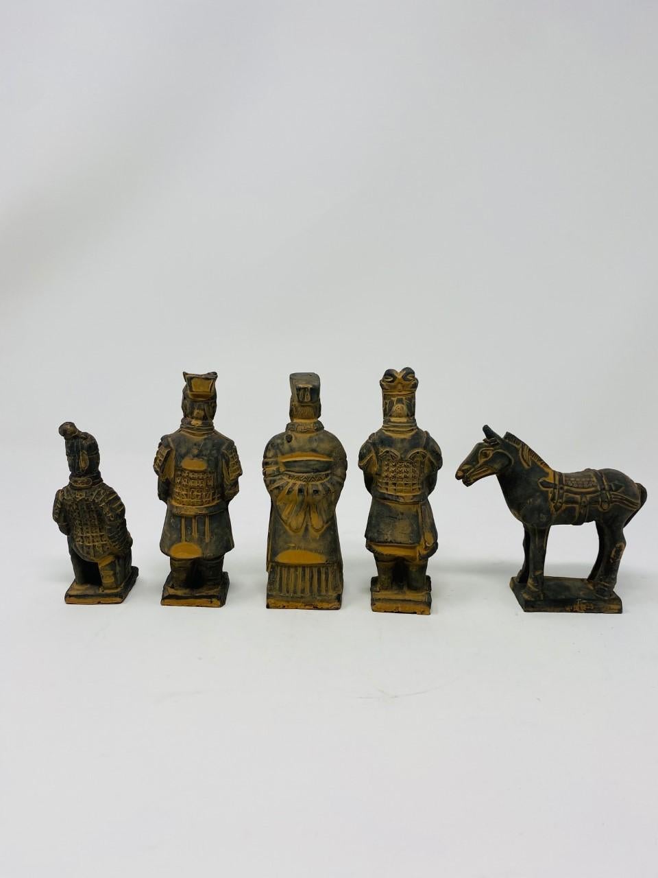 Vintage Figure Set of Miniature Terracotta Chinese Xian Warriors For Sale 2