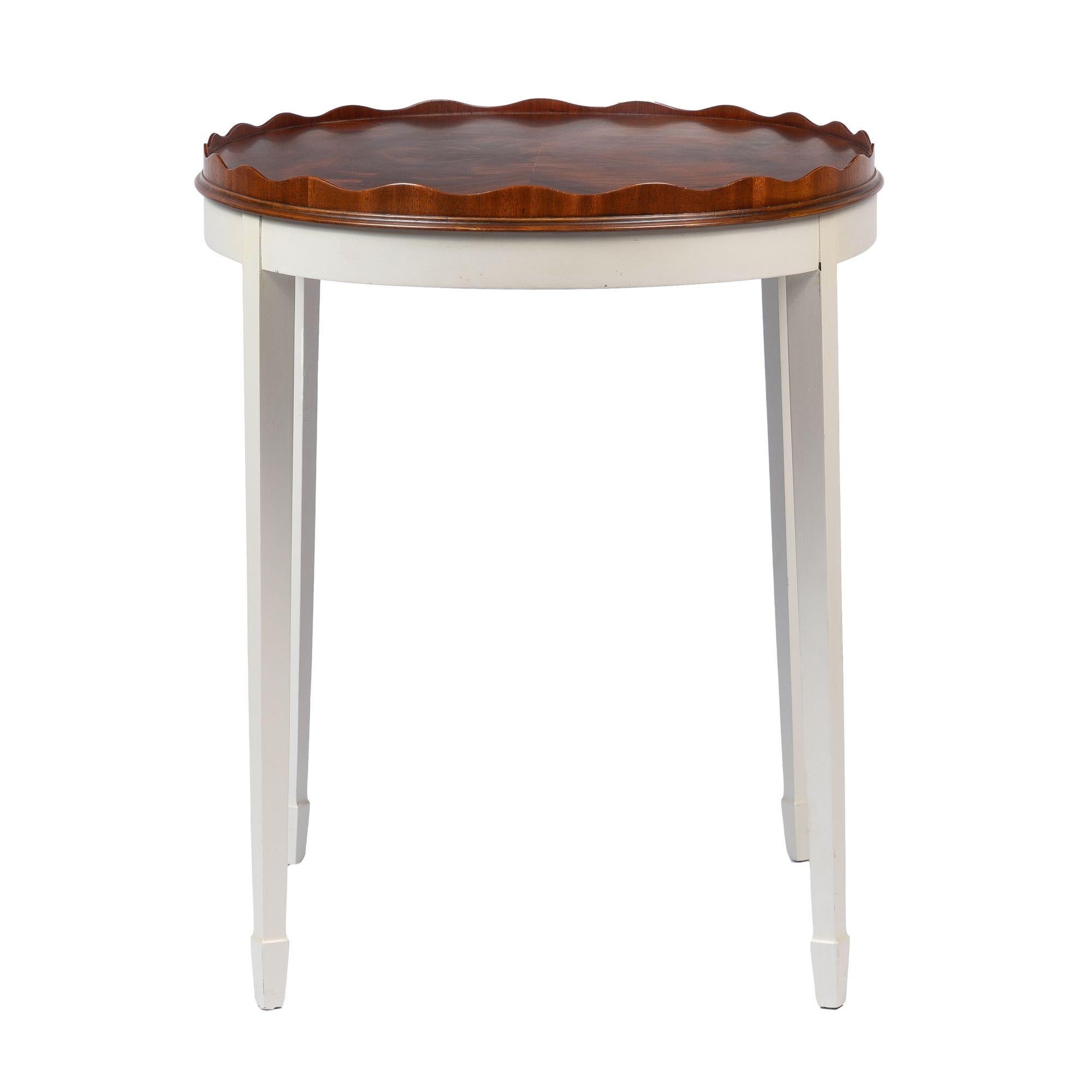 20th Century Vintage Figured Mahogany Tray Table on Painted Base For Sale