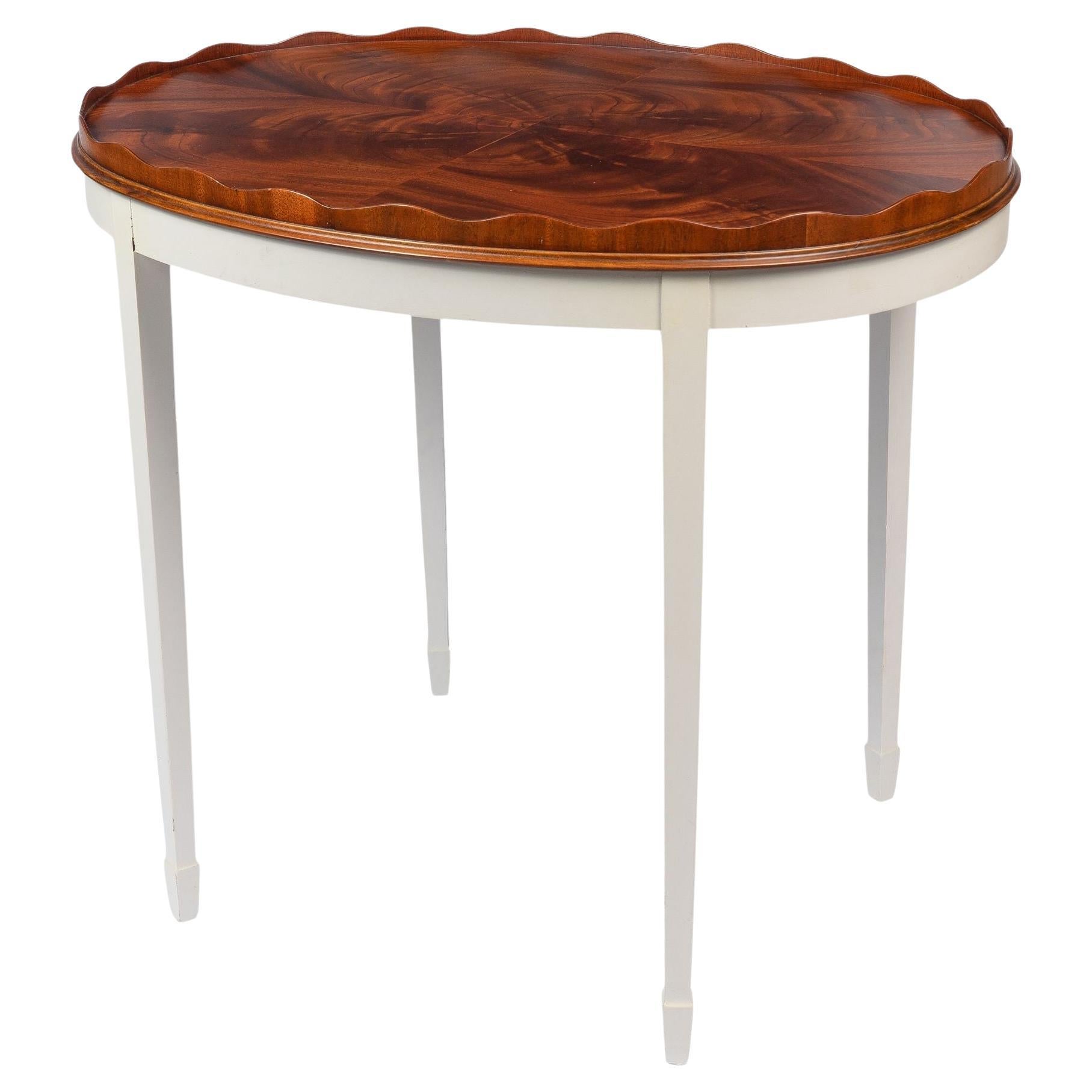 Vintage Figured Mahogany Tray Table on Painted Base For Sale