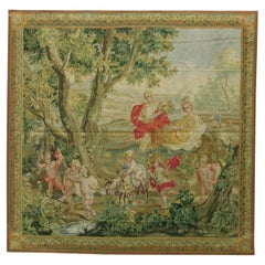 Vintage Figurial Scene Tapestry 5.7X5.6