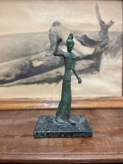Vintage Figurine Sculpture of Warrior With Base.
