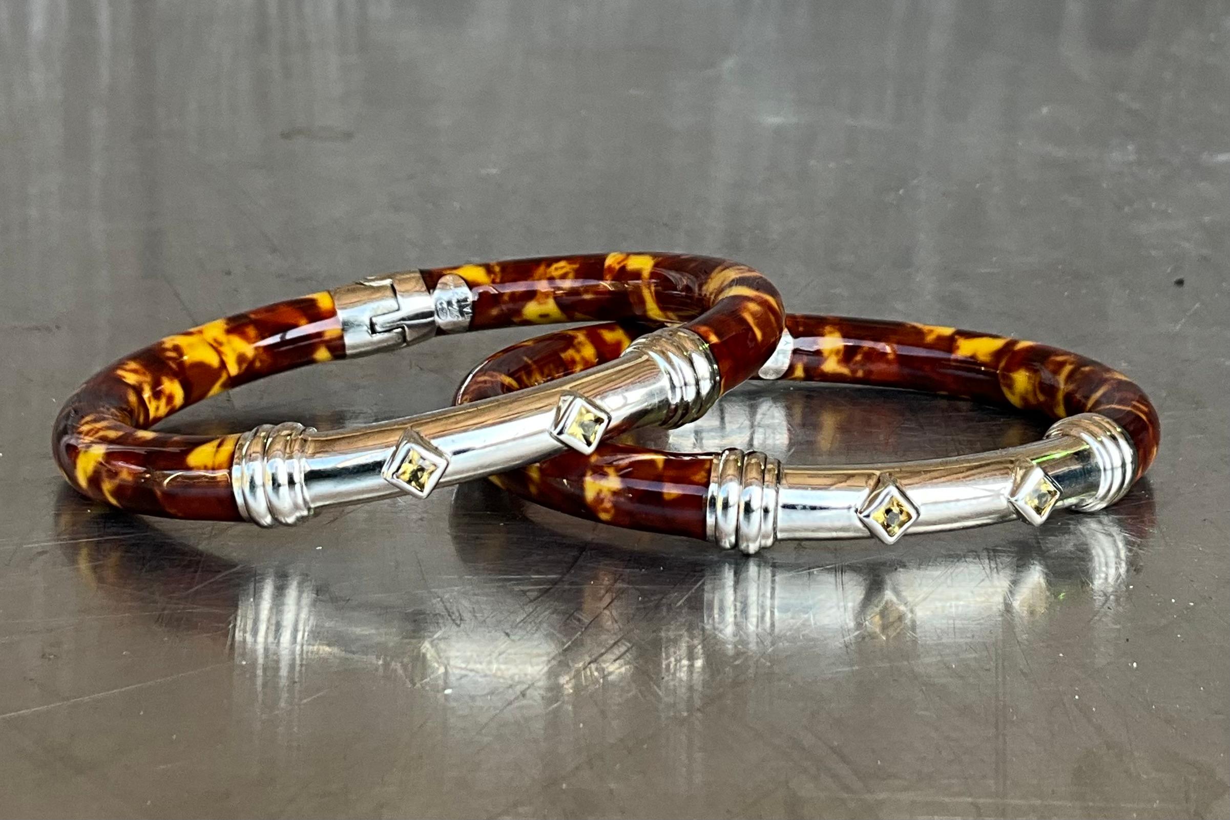 Vintage Fili Menegatti Italy 925 Bangle- Set of 2 In Good Condition For Sale In Lake Worth Beach, FL