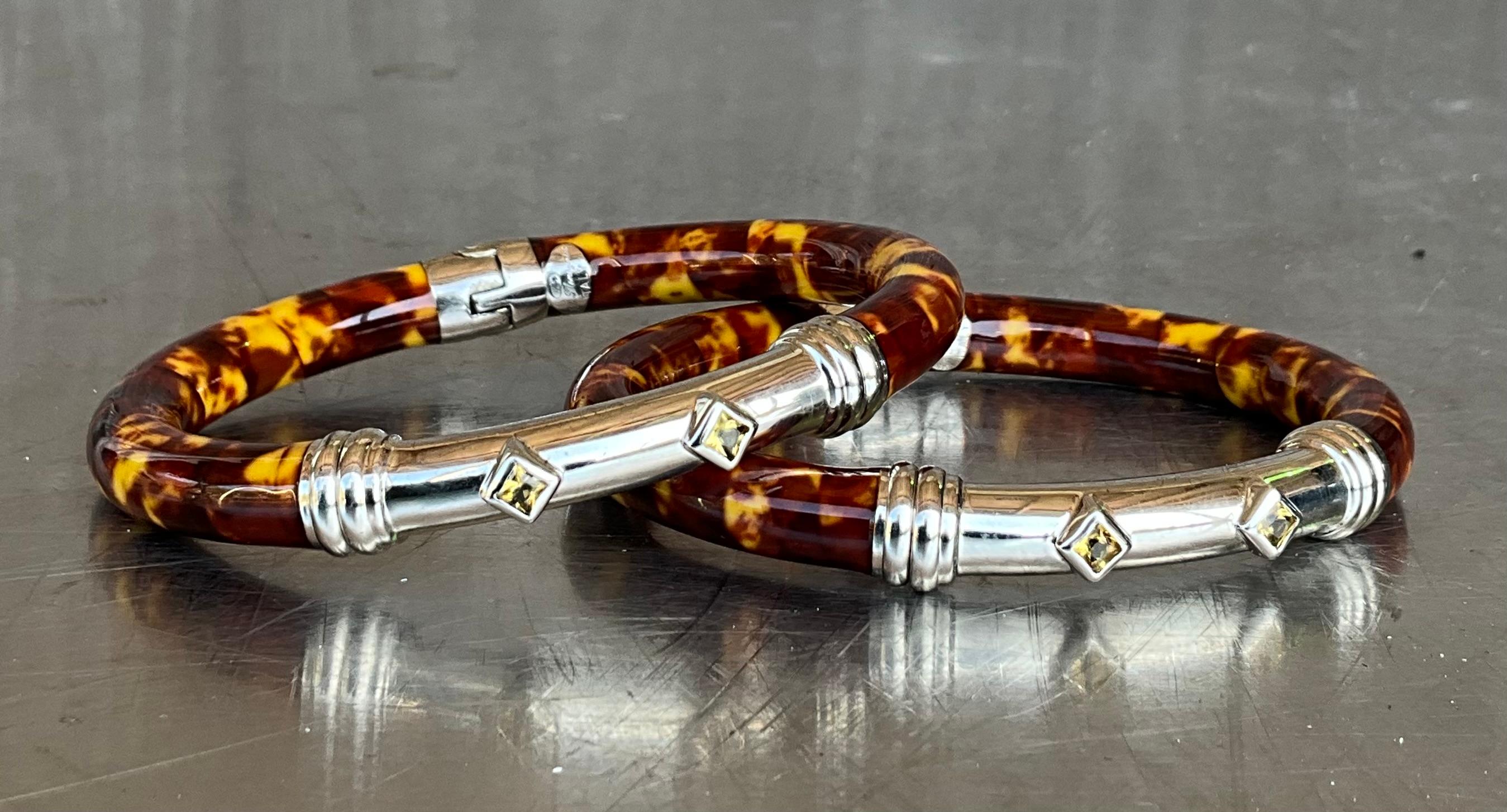 Women's or Men's Vintage Fili Menegatti Italy 925 Bangle- Set of 2 For Sale