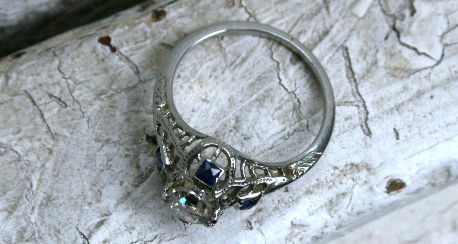 filigree sapphire engagement