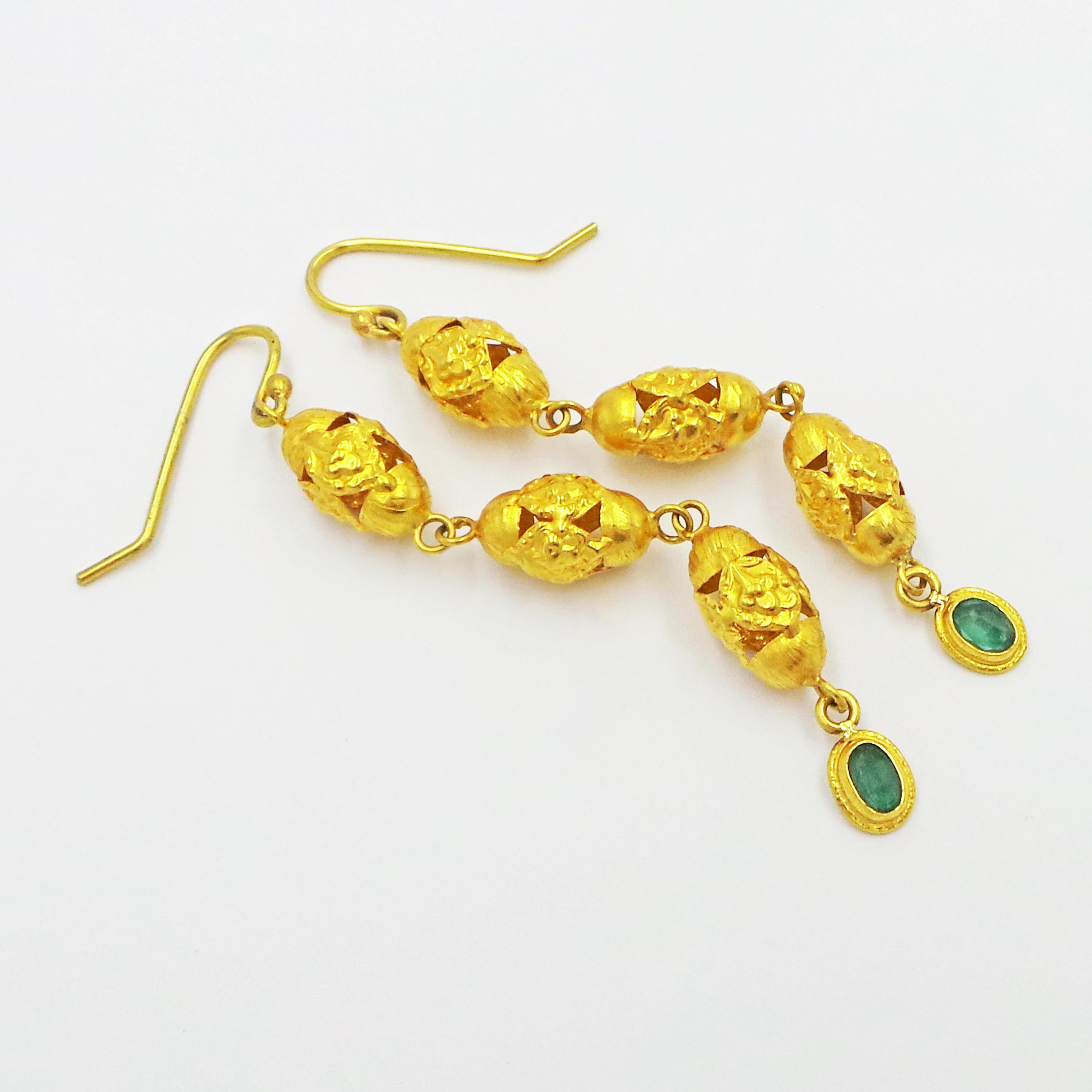 gold filigree dangle earrings