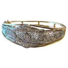 Pulsera brazalete conversión broche filigrana vintage dos tonos
