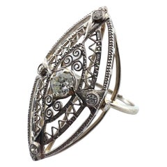 Vintage Filigree Brooch Conversion Elongated Ring Vintage Filigree Brooch Conversion Elongated Ring