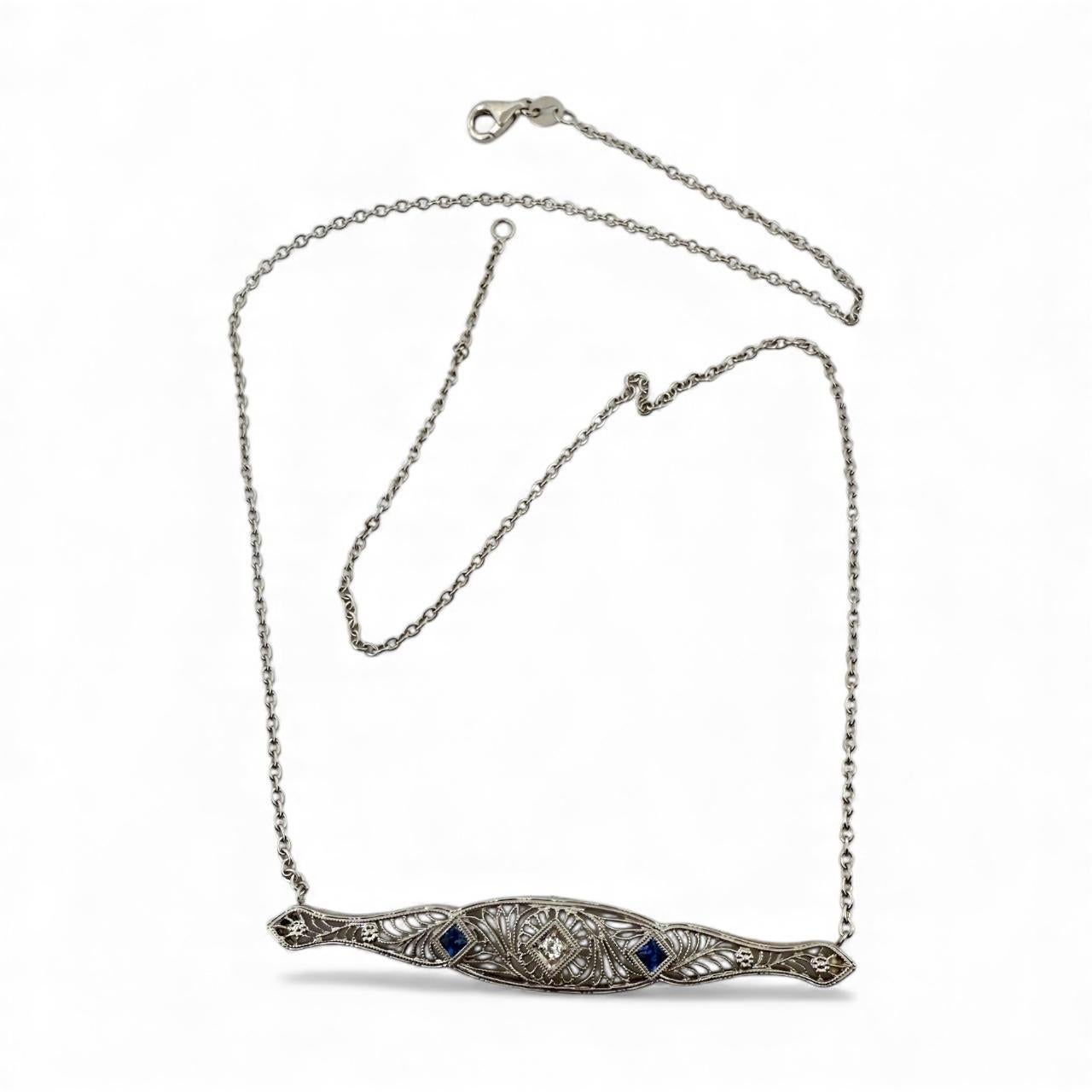 Taglio antico europeo Collana di conversione con spilla in filigrana vintage in vendita